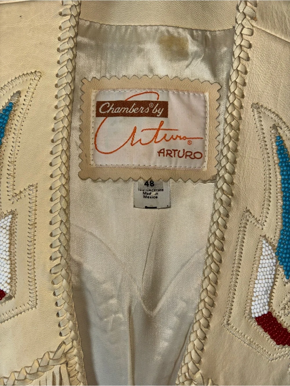 Arturo by Chambers genuine Leather Vest Southwestern/Native American Motif